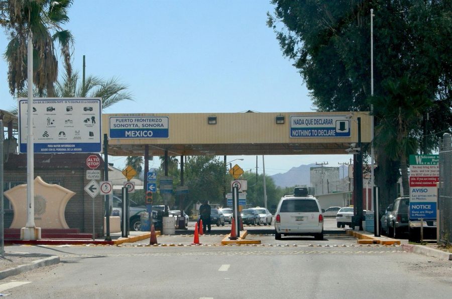 A photo of the border crossing at Lukeville, Arizona, where Chase Petrulis crossed into Mexico for spring break.