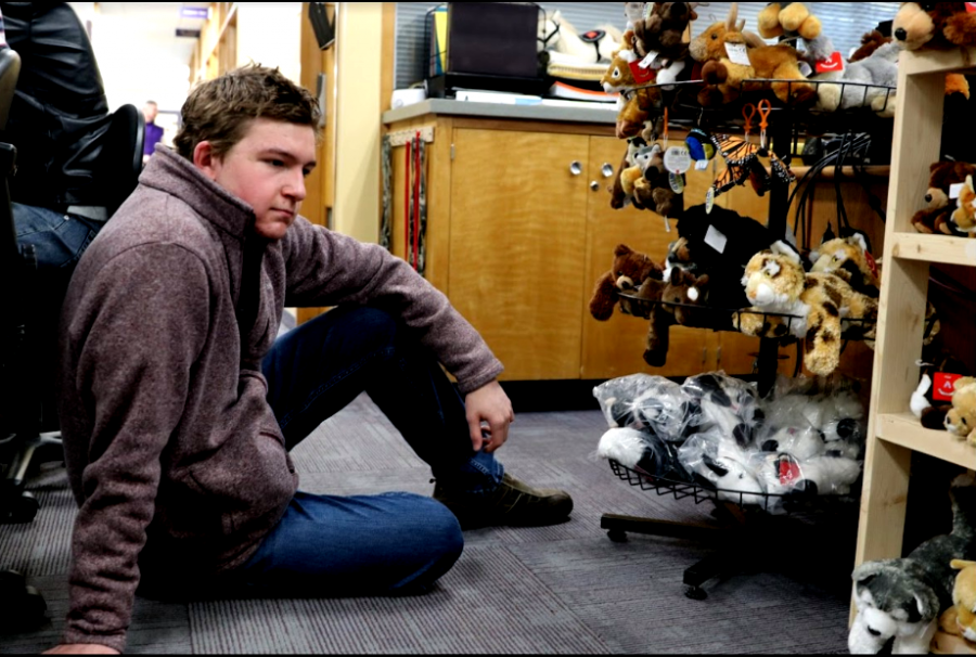Tom Sargis contemplates the commercialization of love as he stares down the Val-O-Grams in the attendance office.