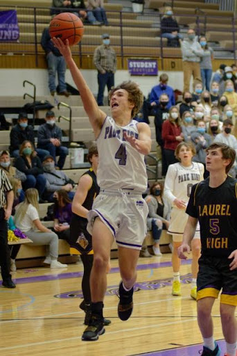 Tristan Stenseth takes a layup against Laurel at home. 