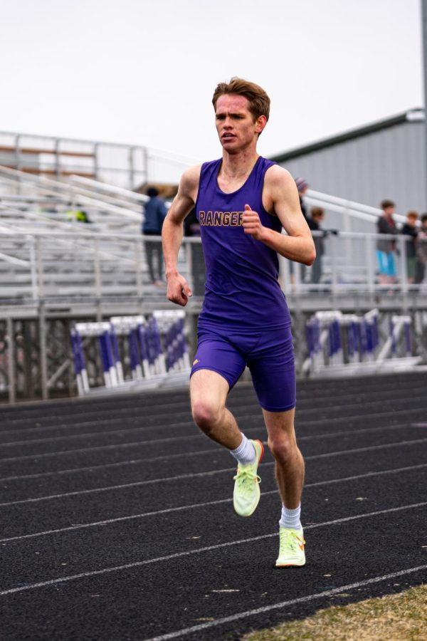 Andrew Durgan completes in the 1600 at the April 21 home meet.