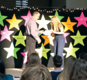 Jess Worthen accepts a math award from teacher John Gannon at the annual Awards Night.