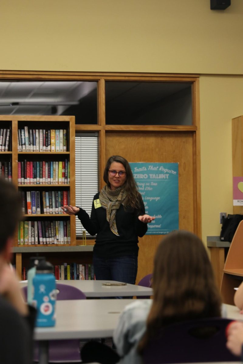 City Commission chair Melissa Nootz explains how local government works during a visit to Park High October 23.