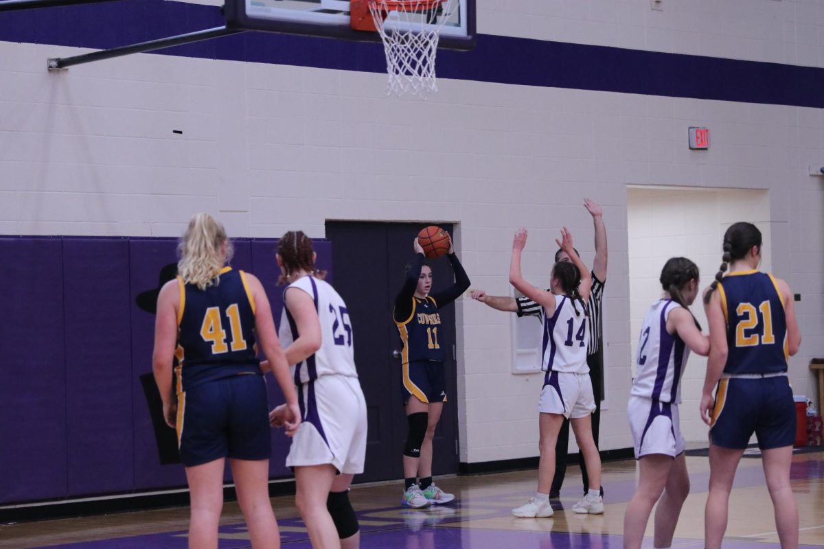 The Lady Rangers c-squad team guards the opposing team as they try to inbound the ball. 