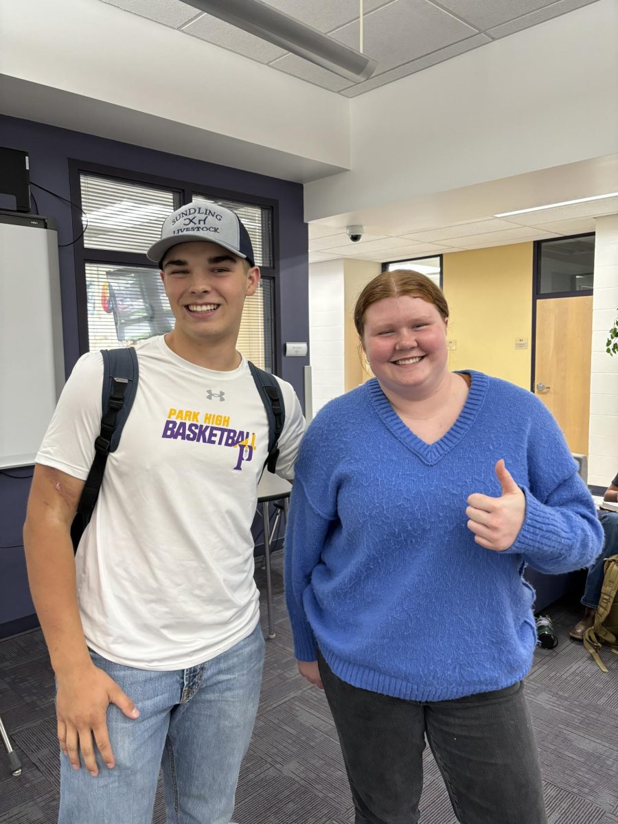 Stacy Sundling and Alice Addicott, seen here after their recent student council meeting, are busy planning Homecoming for early October.