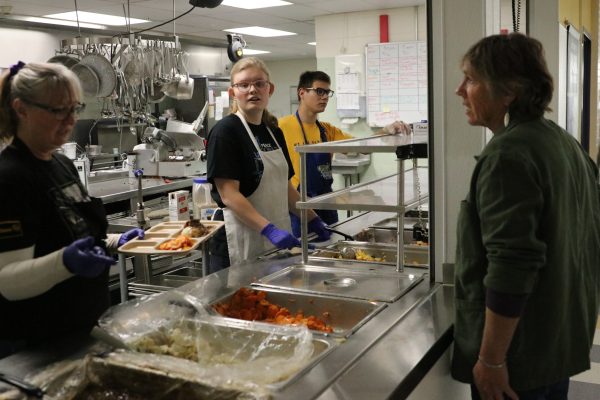 PHS food service staff serve members of the state Board of Public Education farm fresh food on Thursday, Sept. 12.  The BPE met in the Park High library over two days last week.