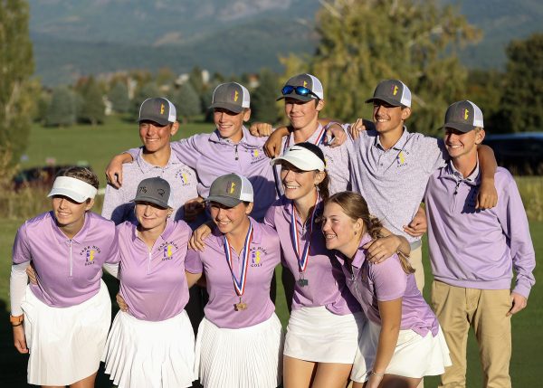 The golf team gathers together for a team photo after the conclusion of the state tournament in Polson October 4-5.