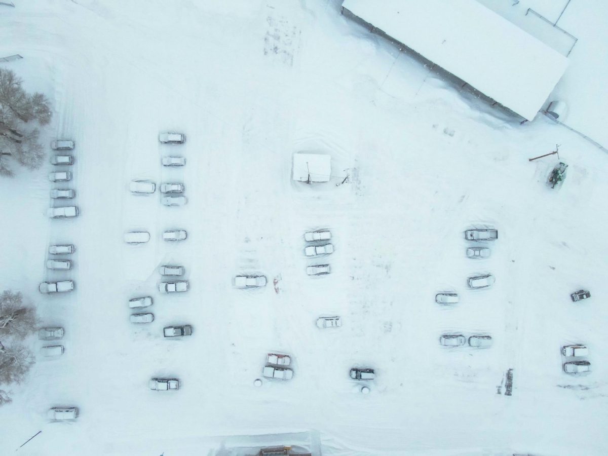 Drone footage shows the student parking lot at PHS just before lunch Feb. 18.  By the afternoon, 64% of students were absent.