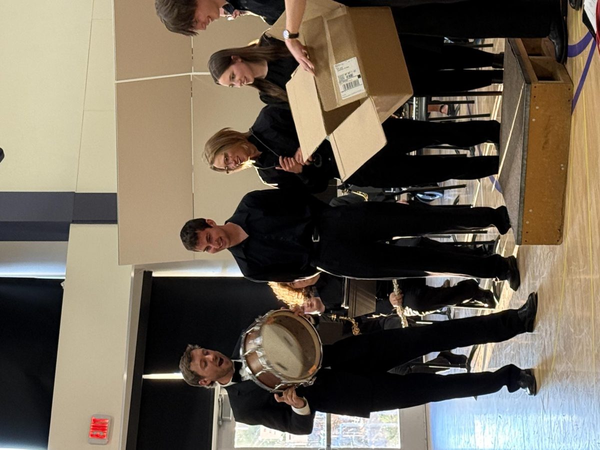 Park High Band seniors give Mr. Stannard a snare drum that they built themselves