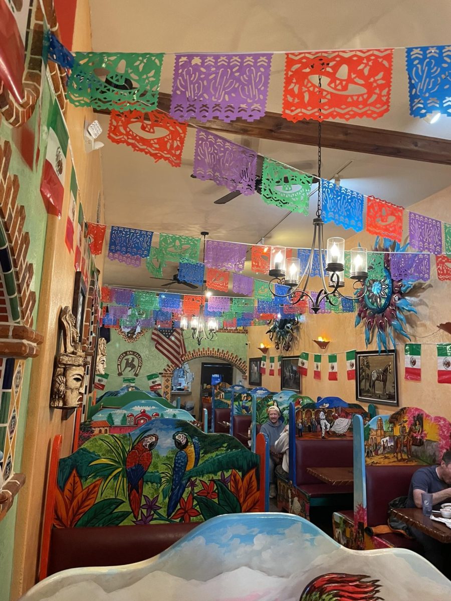 The dining room of Fiesta en Jalisco is decorated for Cinco de Mayo.